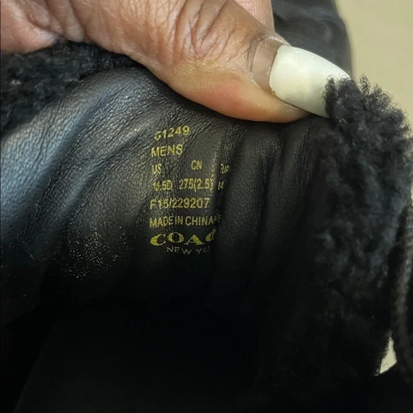 COACH men's black shearling lined leather sneaker boots size 10.5D - Picture 8 of 8